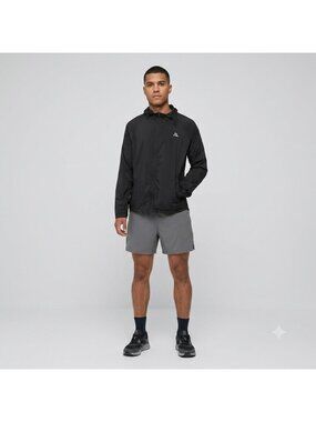 Danish Endurance Windbreaker Jacket US M Black Pockes Zip Hood Outdoors Casual